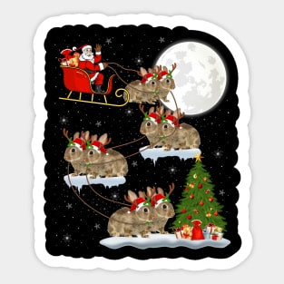 Funny Xmas Lighting Tree with Santa Rides Bunny at Christmas Sticker